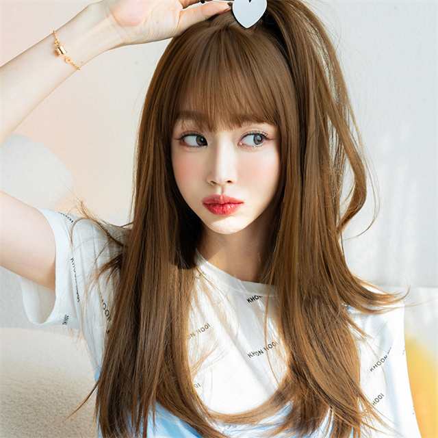 ストレート フルウィッグ ロングウィッグ レディース 小顔 ヘアネット